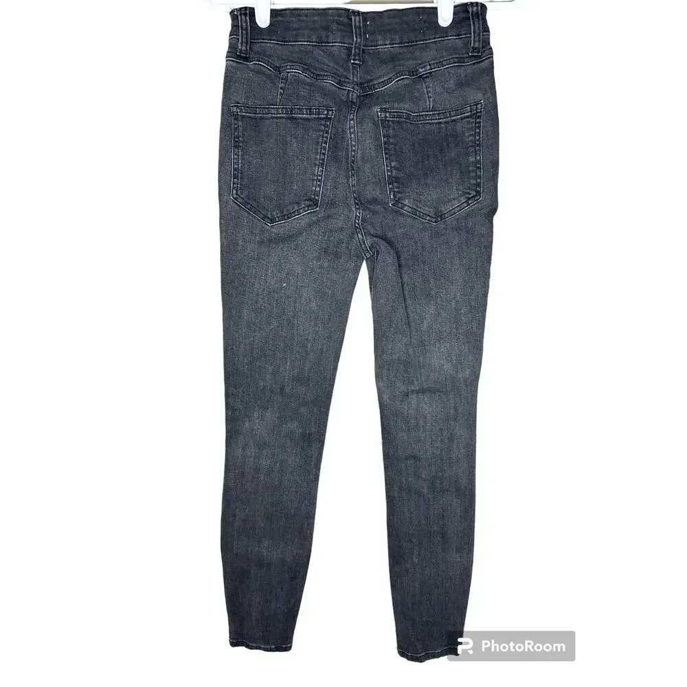 Pilcro&The Letterpress Anthropologie High Rise Skinny Buttonfly Black Jeans| 27